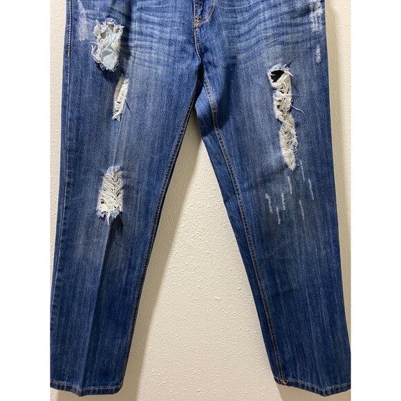 Carbon Black Distressed Jeans Mens 34x30 Blue Ripped Destroyed Denim 100% Cotton - Picture 4 of 15